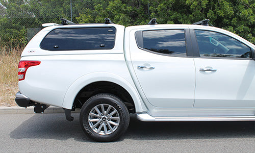 side view of rhino roof rack on ute roof and canopy roof