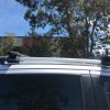close up side view of rhino roof rack on ute roof and canopy roof