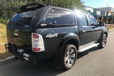Rear view of Black Ford Ranger Canopy